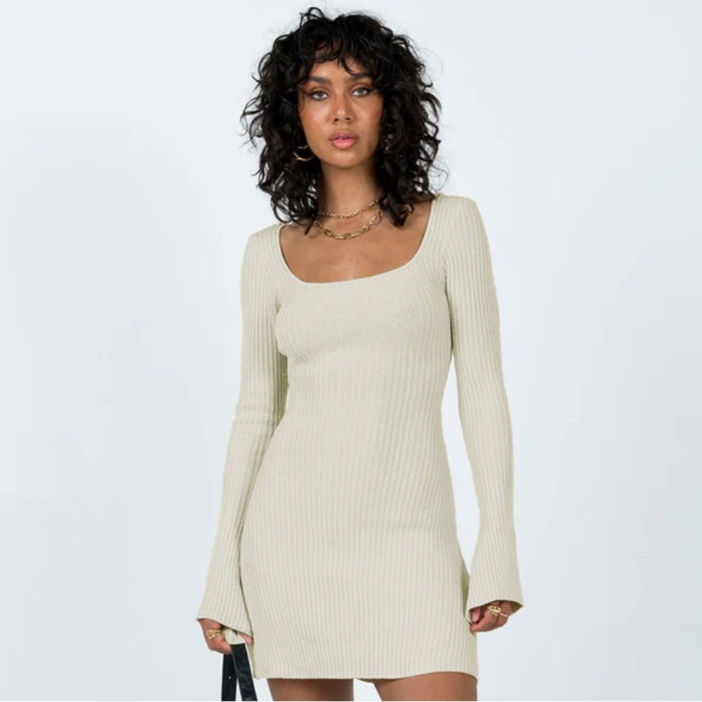 Princess poly brownhall long sleeve mini dress beige